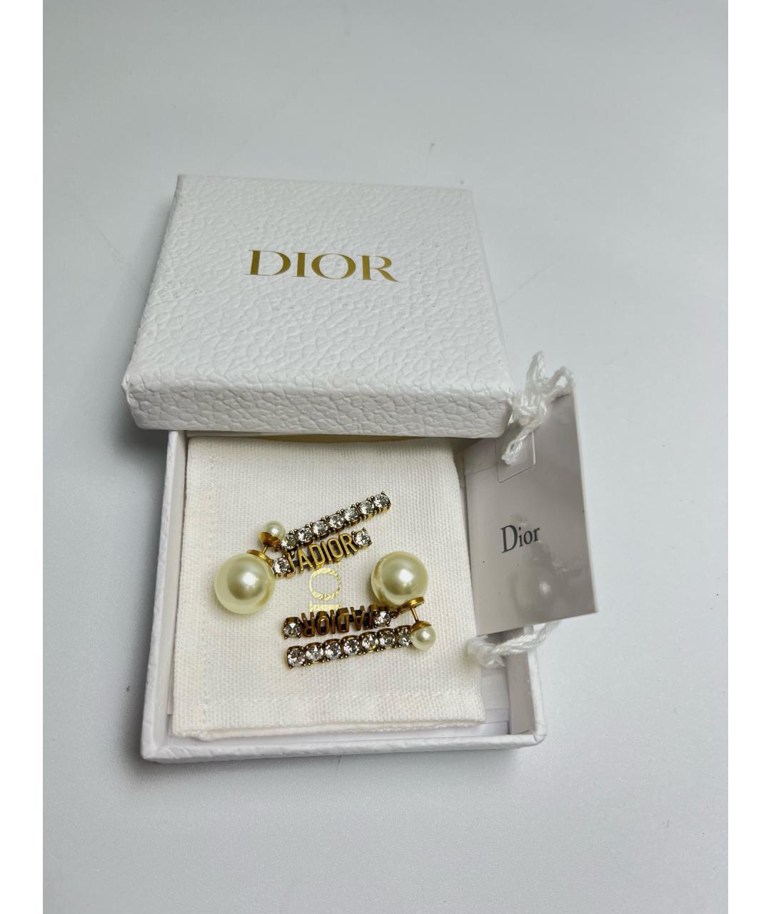 CHRISTIAN DIOR Золотые металлические серьги, фото 3