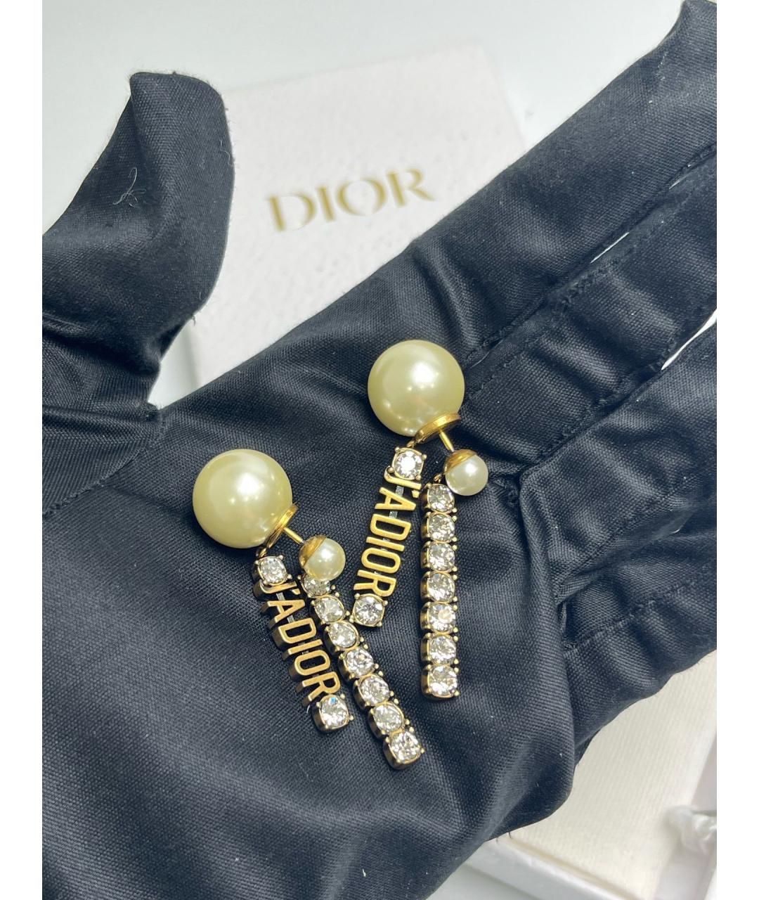 CHRISTIAN DIOR Золотые металлические серьги, фото 4