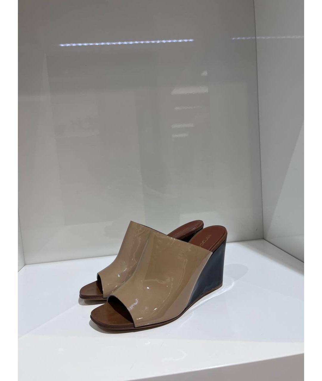 SERGIO ROSSI Бежевые босоножки из лакированной кожи, фото 2