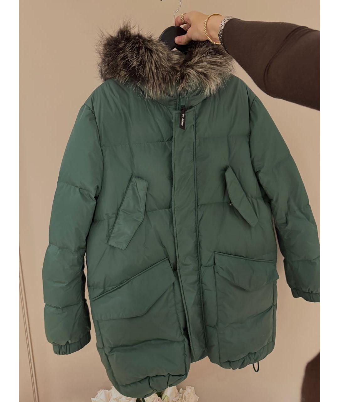 ARMY YVES SALOMON Зеленый полиамидовый пуховик, фото 8