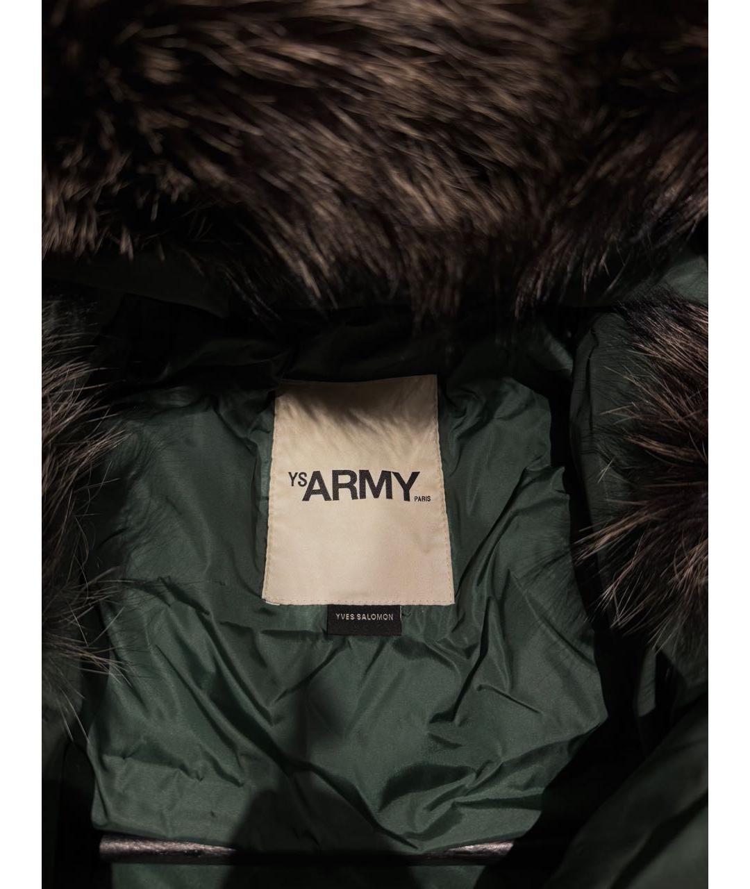 ARMY YVES SALOMON Зеленый полиамидовый пуховик, фото 3