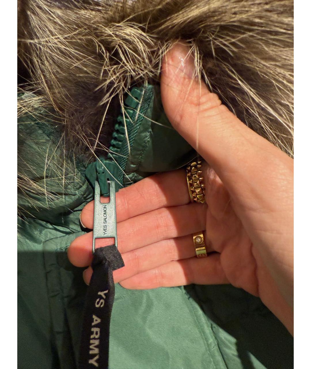 ARMY YVES SALOMON Зеленый полиамидовый пуховик, фото 4