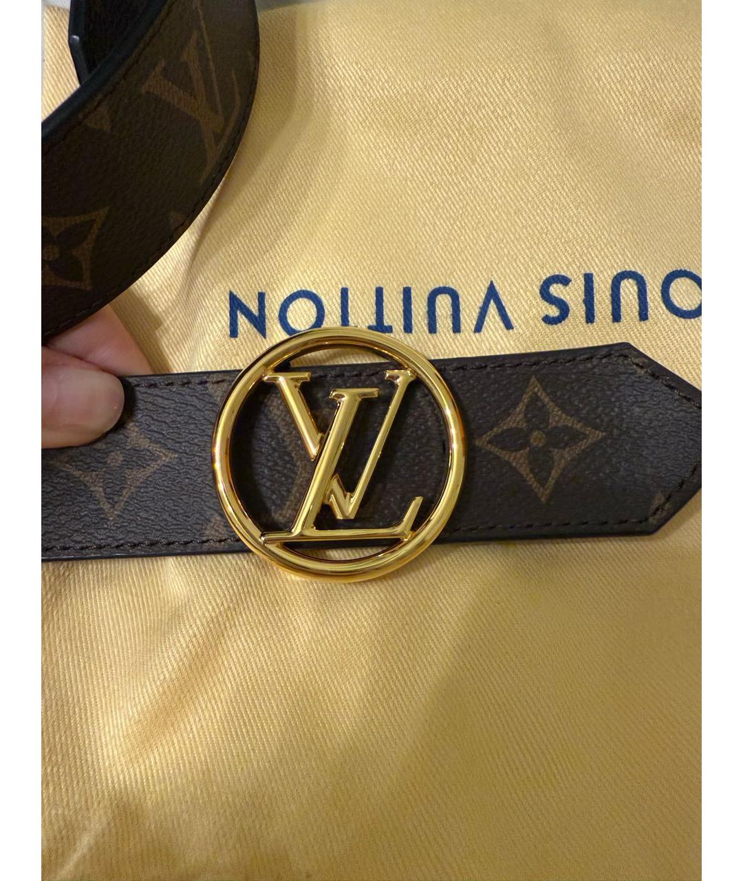 LOUIS VUITTON Коричневый кожаный ремень, фото 2