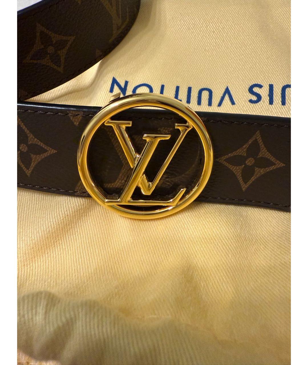 LOUIS VUITTON Коричневый кожаный ремень, фото 7