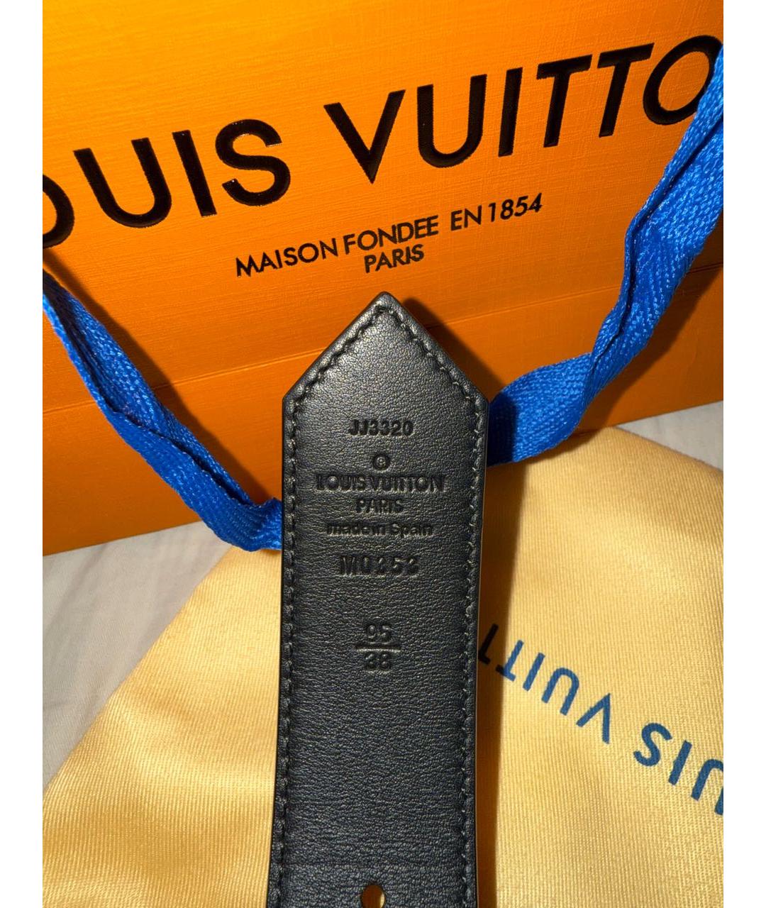 LOUIS VUITTON Коричневый кожаный ремень, фото 3