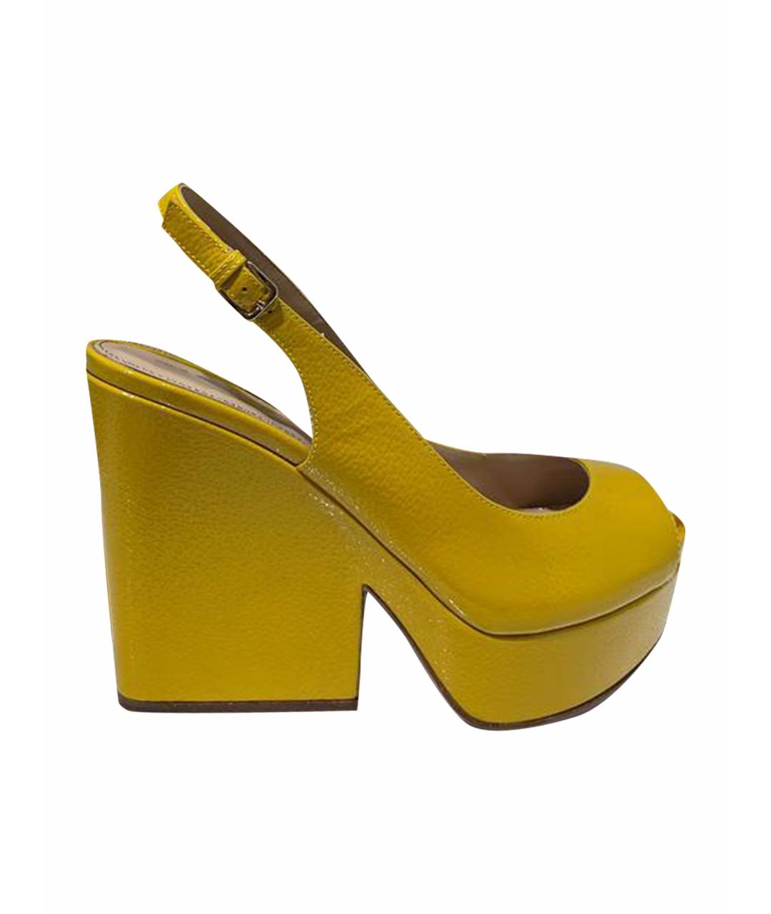 SERGIO ROSSI Желтые кожаные босоножки, фото 1