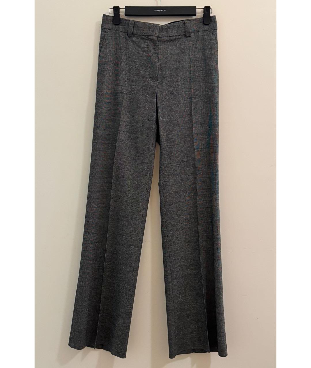 MAX MARA Серые шерстяные прямые брюки, фото 5