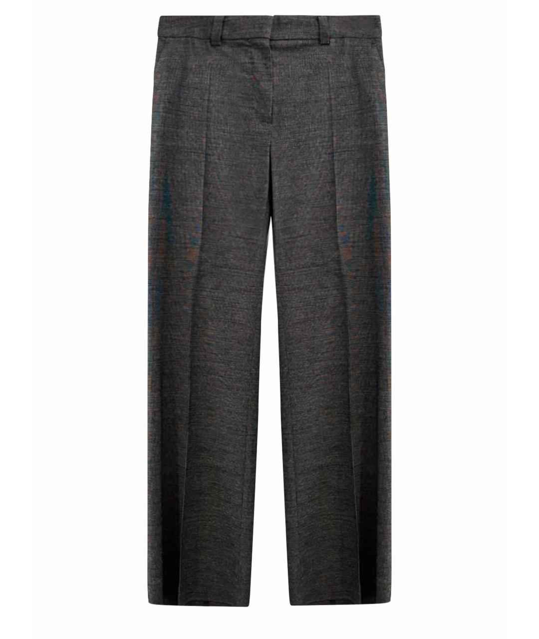 MAX MARA Серые шерстяные прямые брюки, фото 1