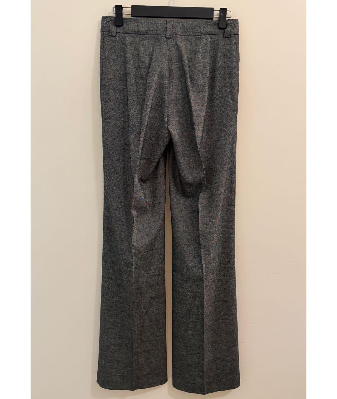 MAX MARA Серые шерстяные прямые брюки, фото 2