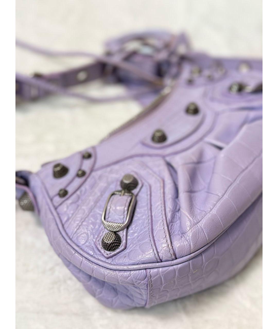 BALENCIAGA Фиолетовая кожаная сумка через плечо, фото 6