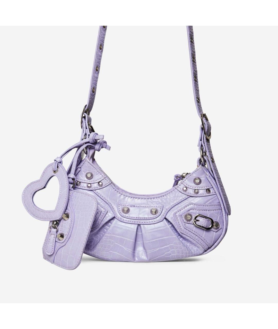 BALENCIAGA Фиолетовая кожаная сумка через плечо, фото 9