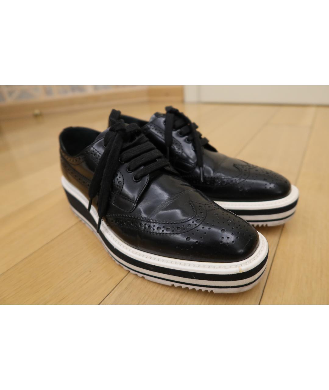 PRADA Черные кожаные брогги и оксфорды, фото 2