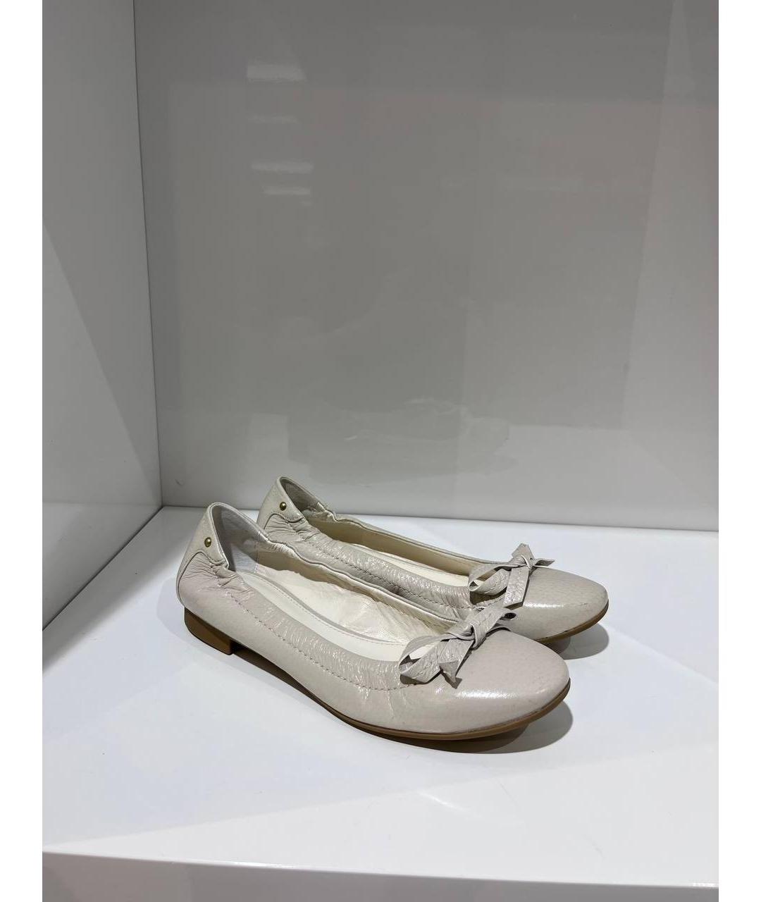 SERGIO ROSSI Белые кожаные балетки, фото 4