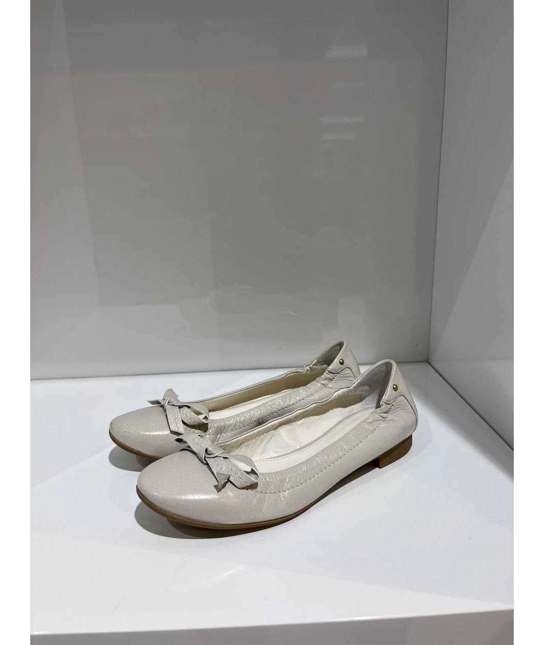 SERGIO ROSSI Белые кожаные балетки, фото 3