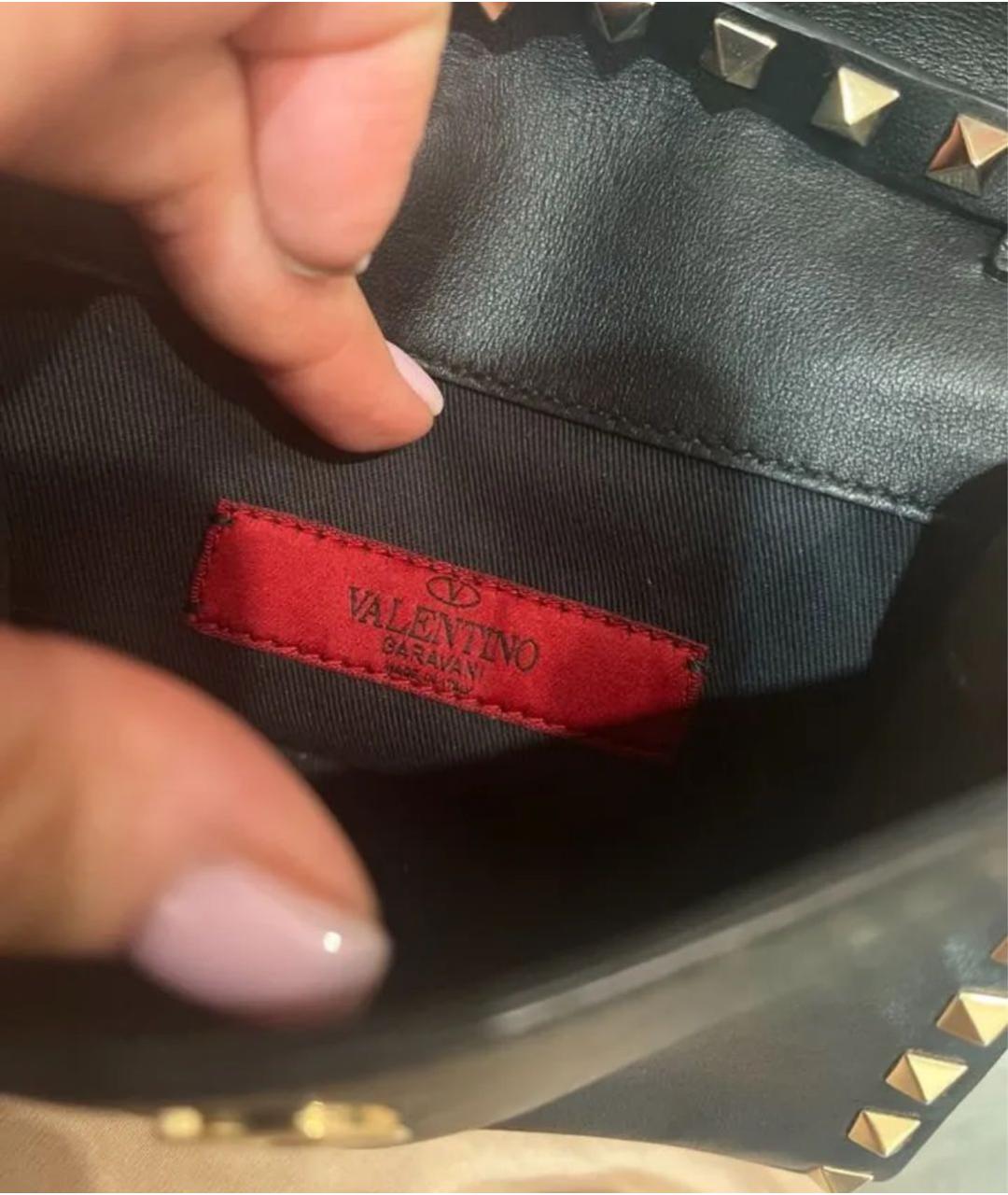 VALENTINO Черная кожаная сумка через плечо, фото 5