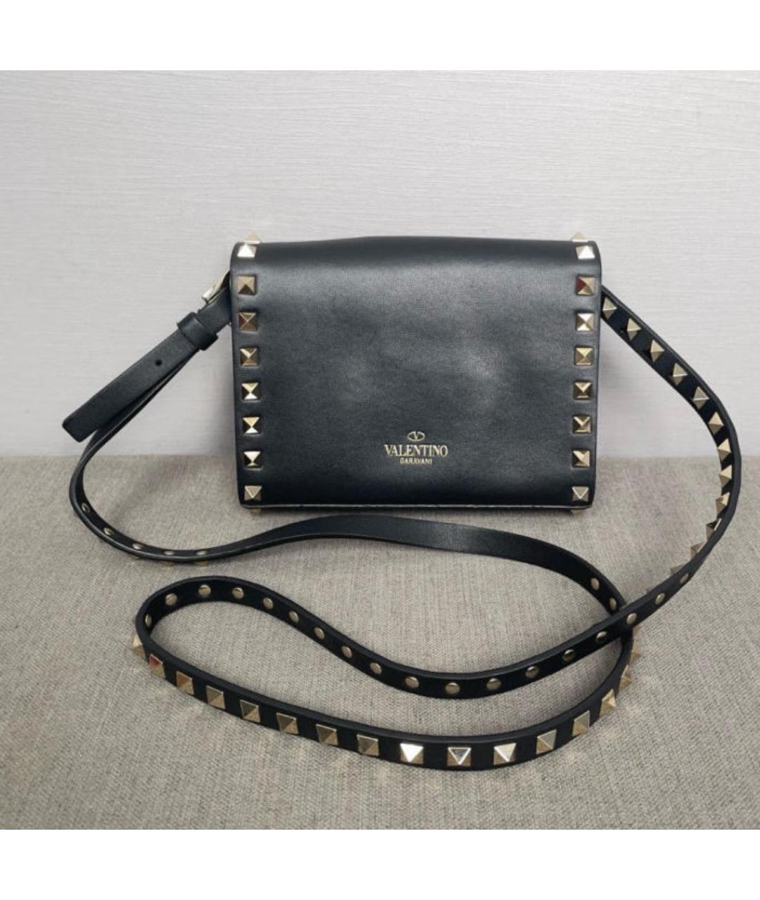VALENTINO Черная кожаная сумка через плечо, фото 4