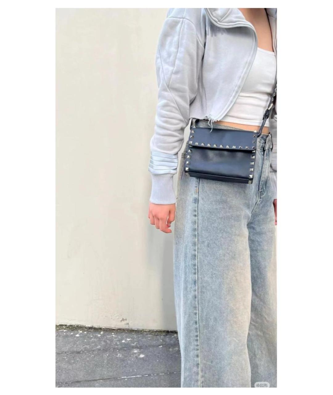 VALENTINO Черная кожаная сумка через плечо, фото 6