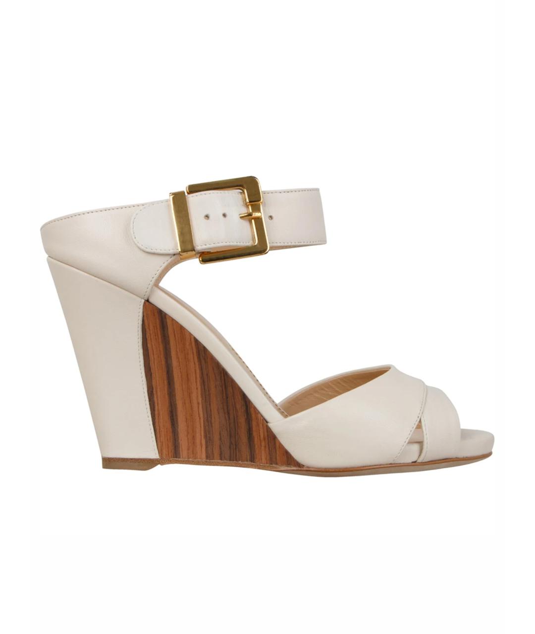 SERGIO ROSSI Бежевые кожаные босоножки, фото 1