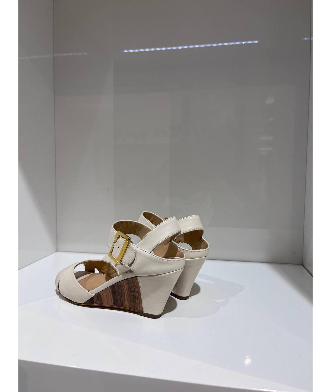 SERGIO ROSSI Бежевые кожаные босоножки, фото 3