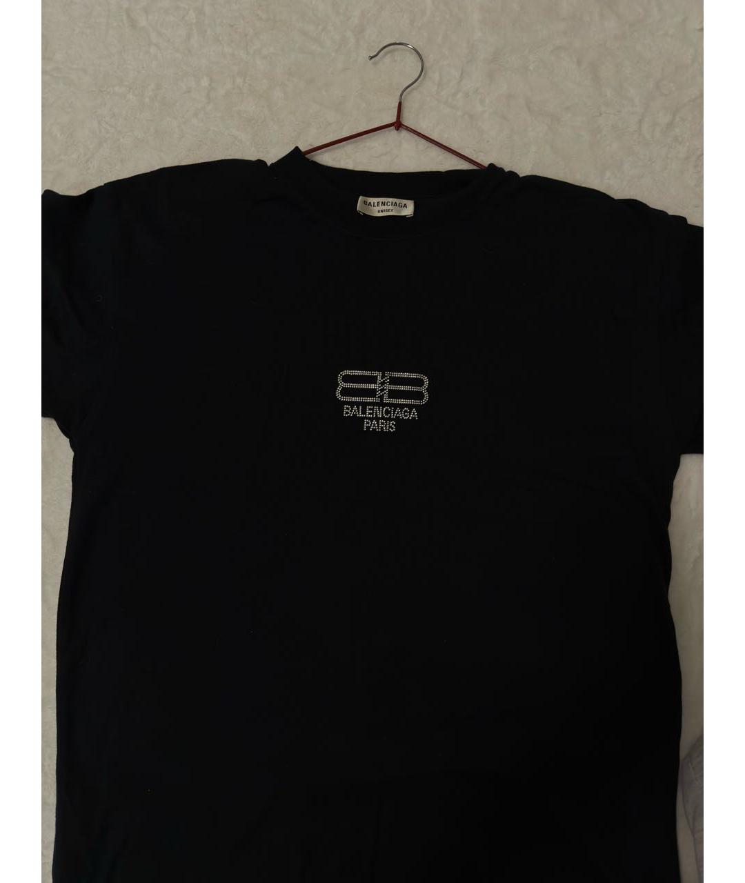 BALENCIAGA Черная хлопковая футболка, фото 4