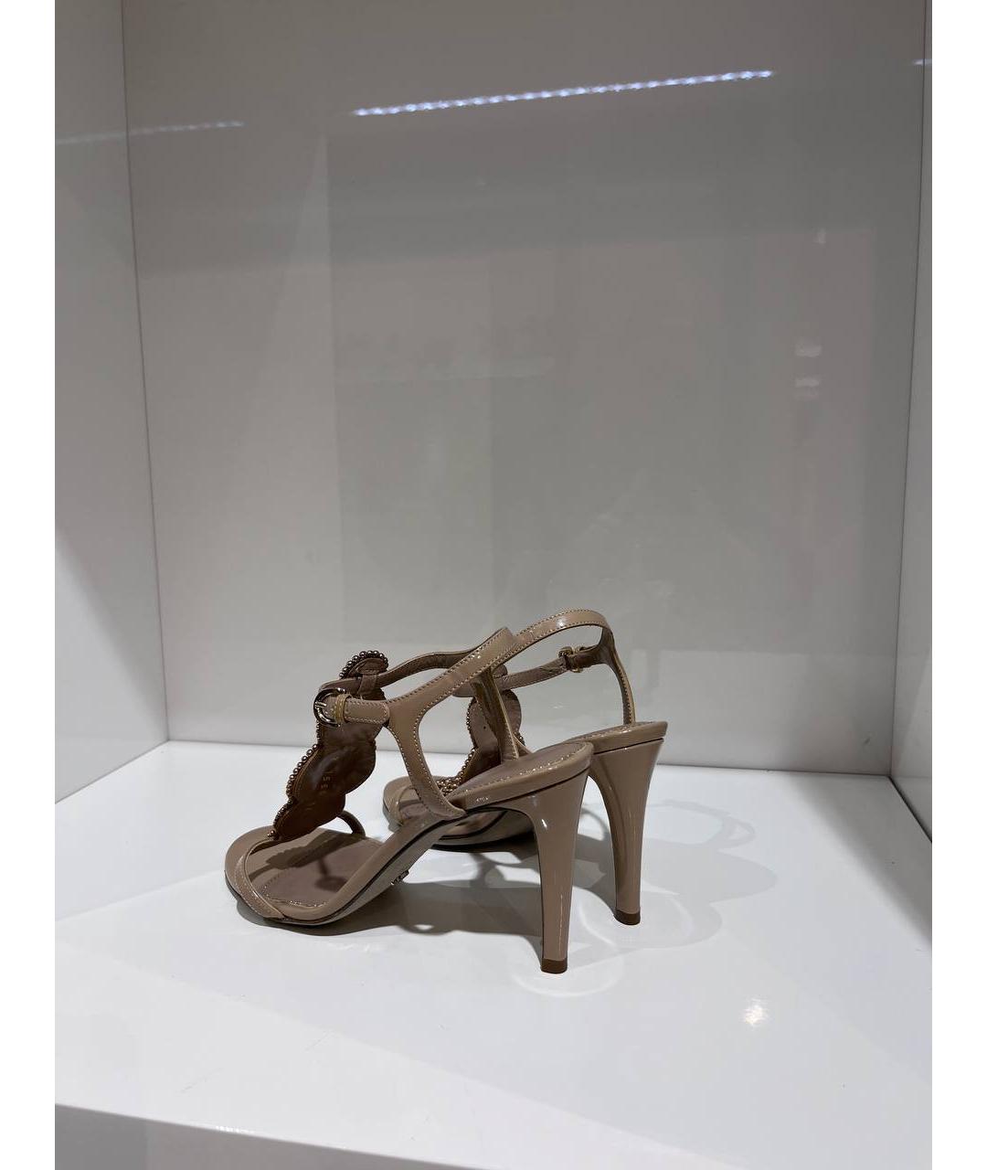 SERGIO ROSSI Бежевые кожаные босоножки, фото 3