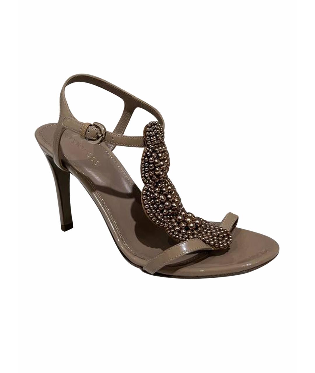 SERGIO ROSSI Бежевые кожаные босоножки, фото 1