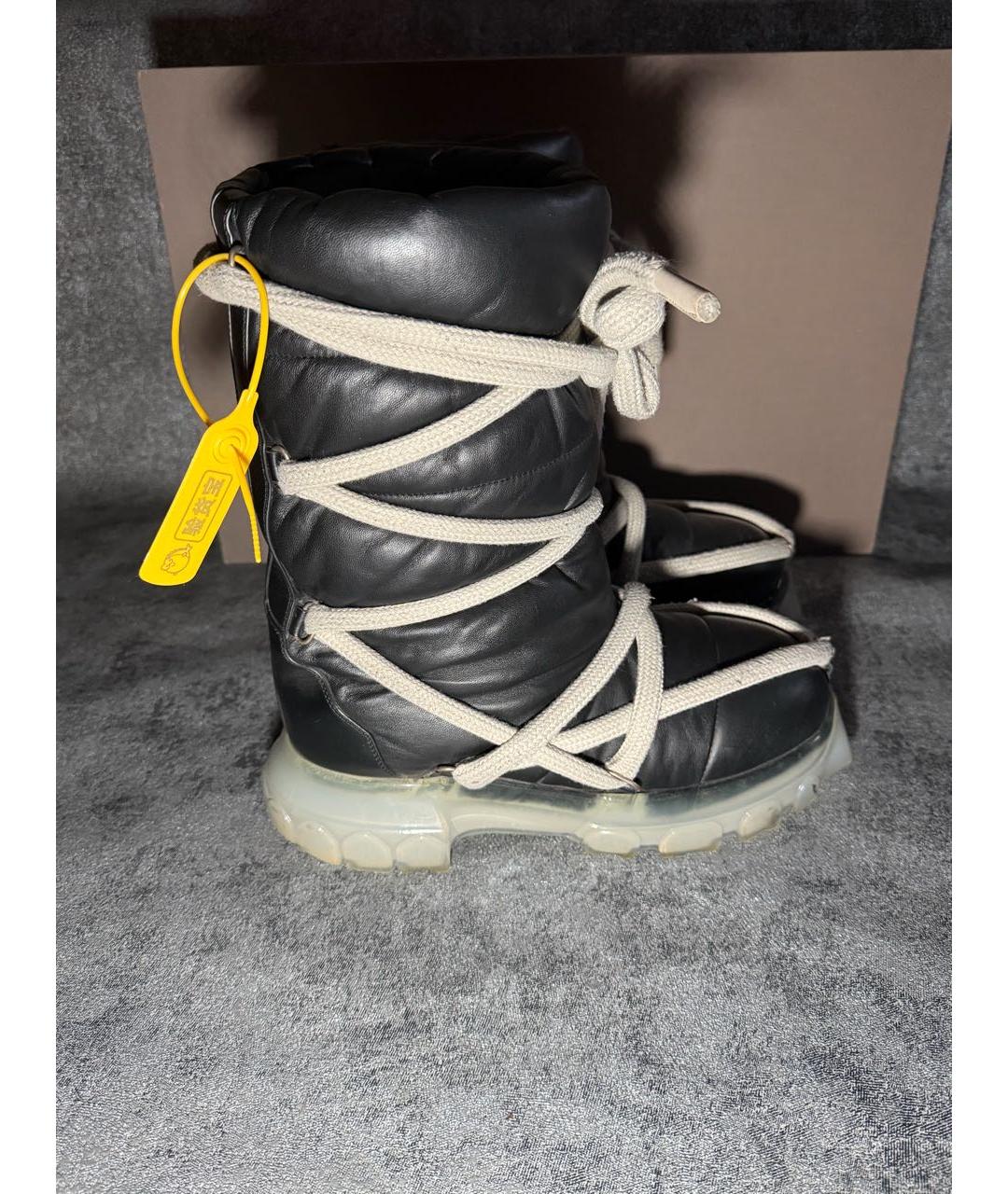 RICK OWENS Черные кожаные высокие ботинки, фото 6