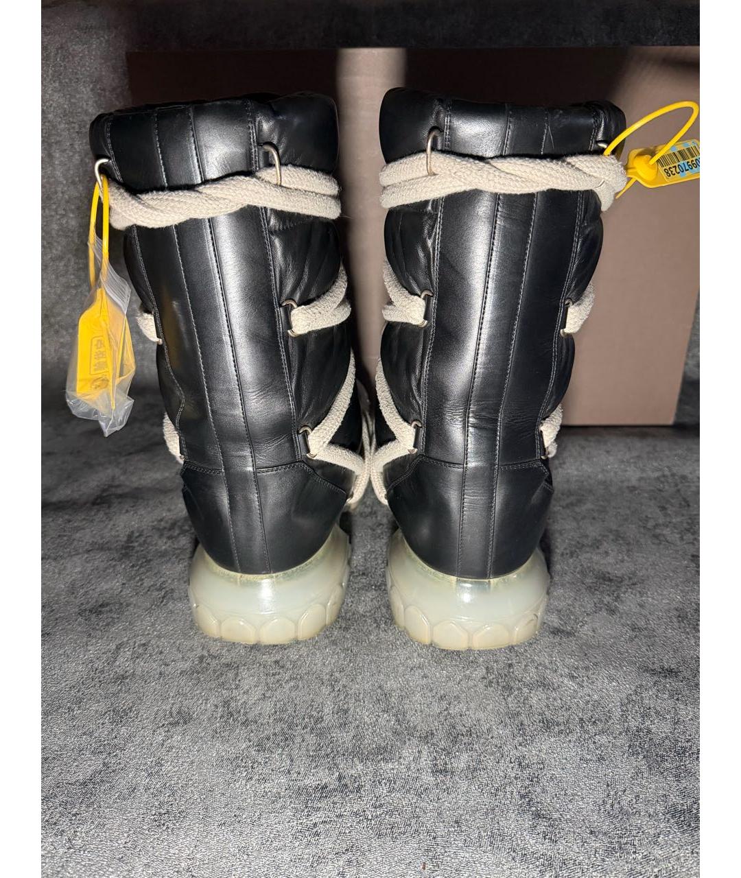 RICK OWENS Черные кожаные высокие ботинки, фото 4