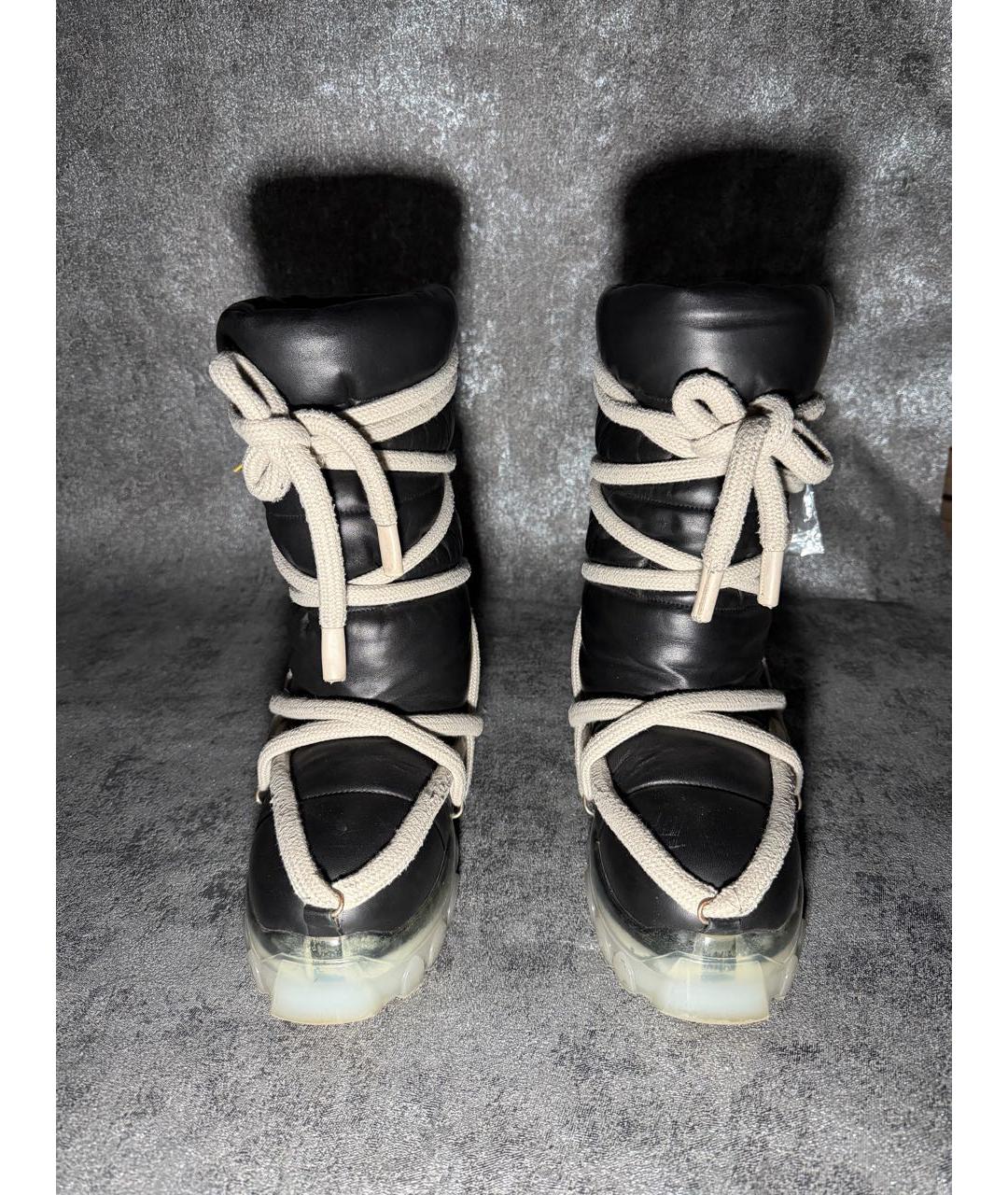 RICK OWENS Черные кожаные высокие ботинки, фото 2