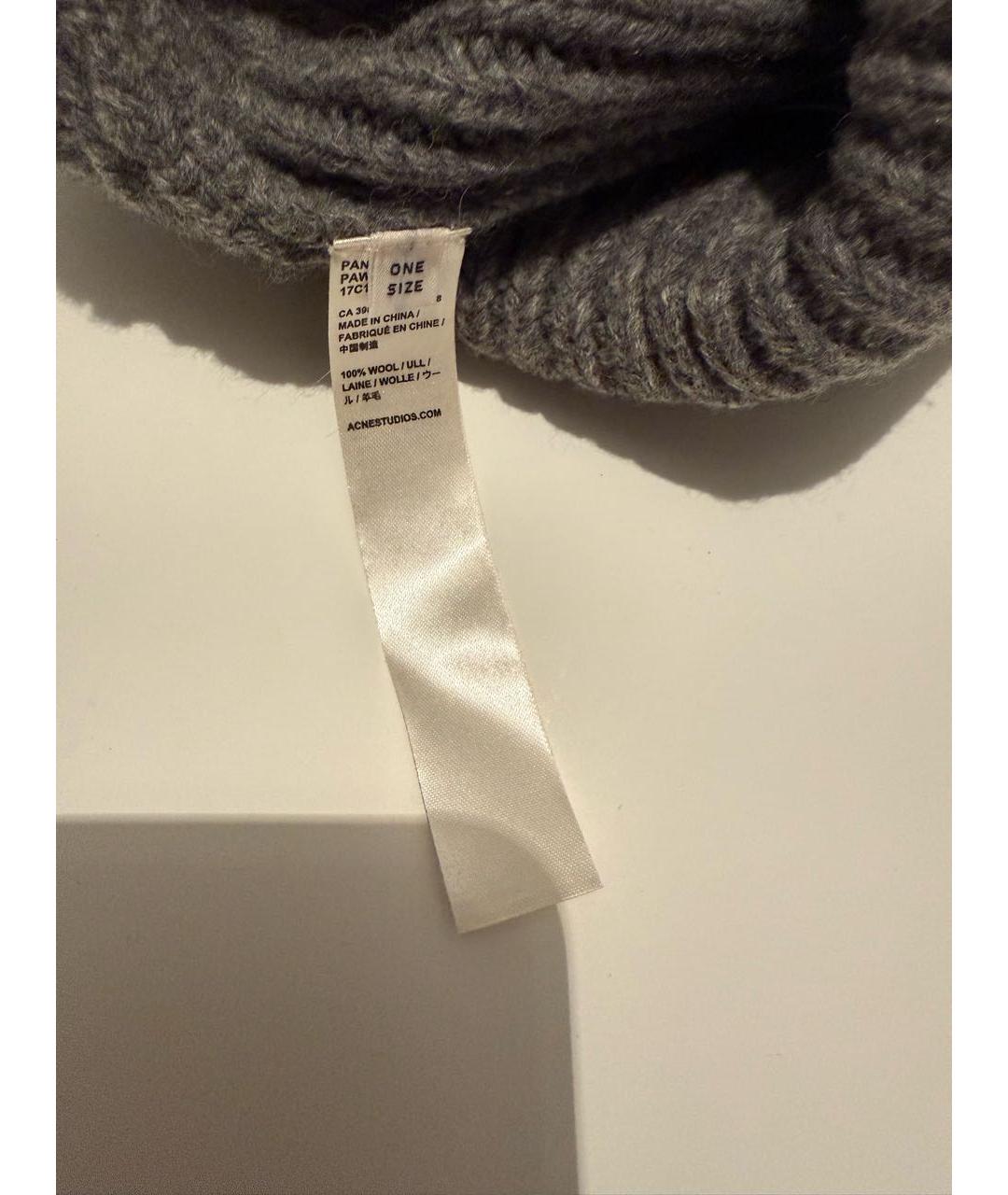 ACNE STUDIOS Антрацитовая шерстяная шапка, фото 4