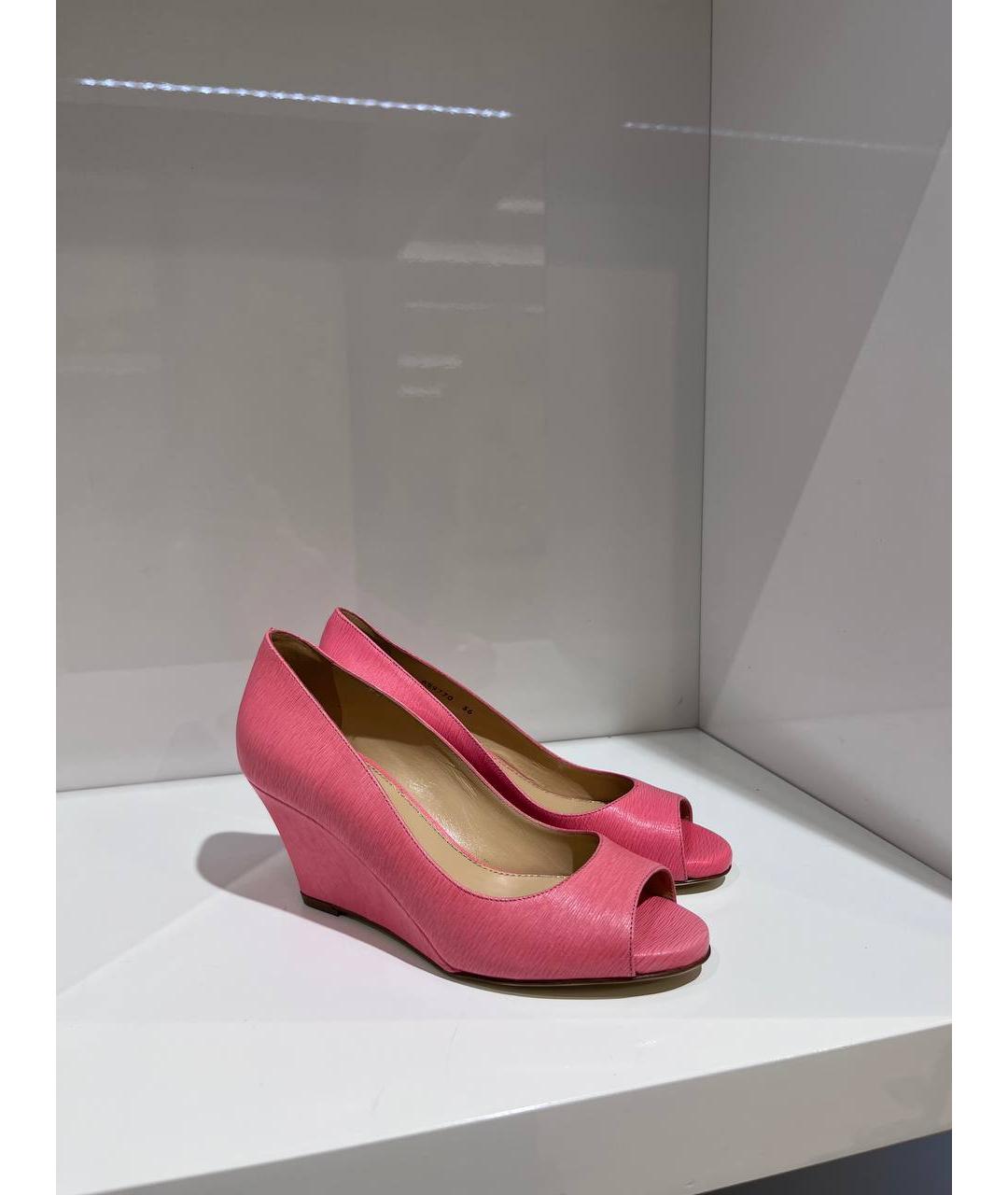 SERGIO ROSSI Розовые кожаные босоножки, фото 4