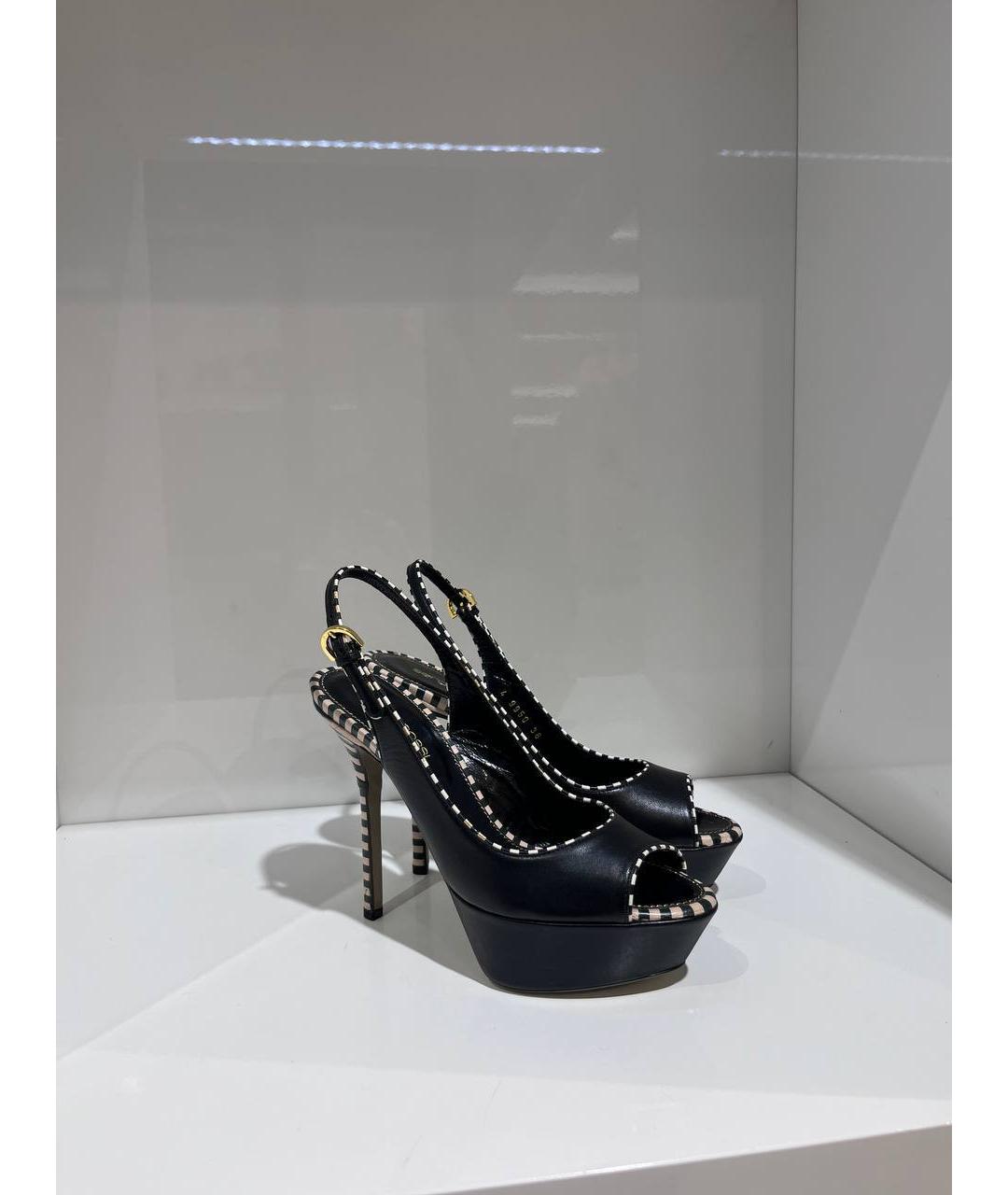 SERGIO ROSSI Черные кожаные босоножки, фото 4