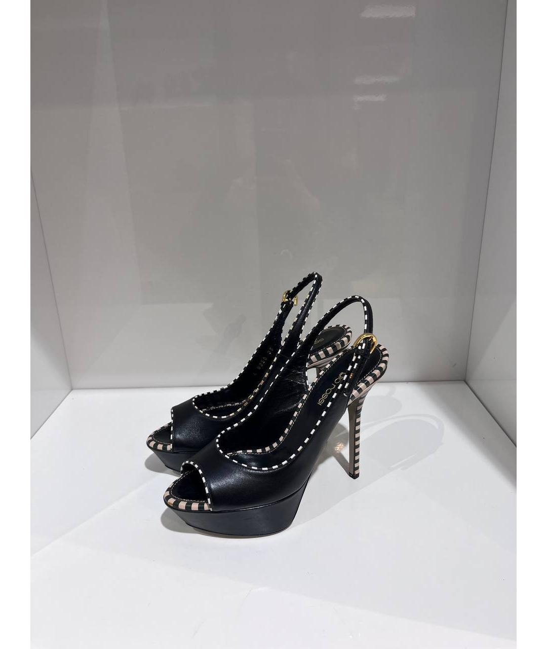 SERGIO ROSSI Черные кожаные босоножки, фото 2
