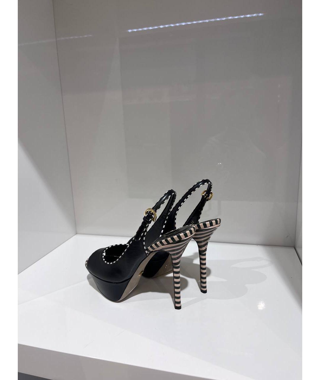 SERGIO ROSSI Черные кожаные босоножки, фото 3