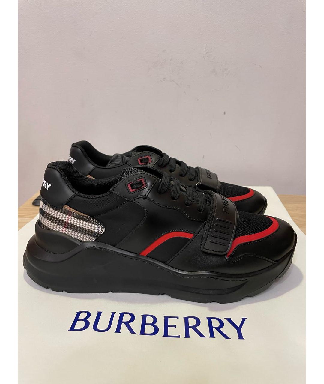 BURBERRY Черные кожаные низкие кроссовки / кеды, фото 9