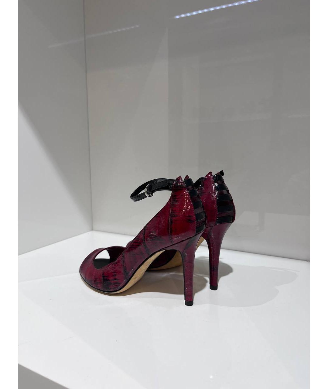 SERGIO ROSSI Бордовые кожаные босоножки, фото 3