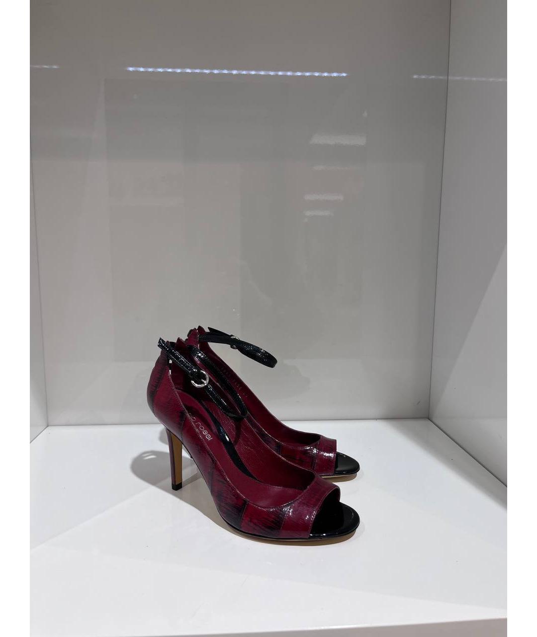 SERGIO ROSSI Бордовые кожаные босоножки, фото 2