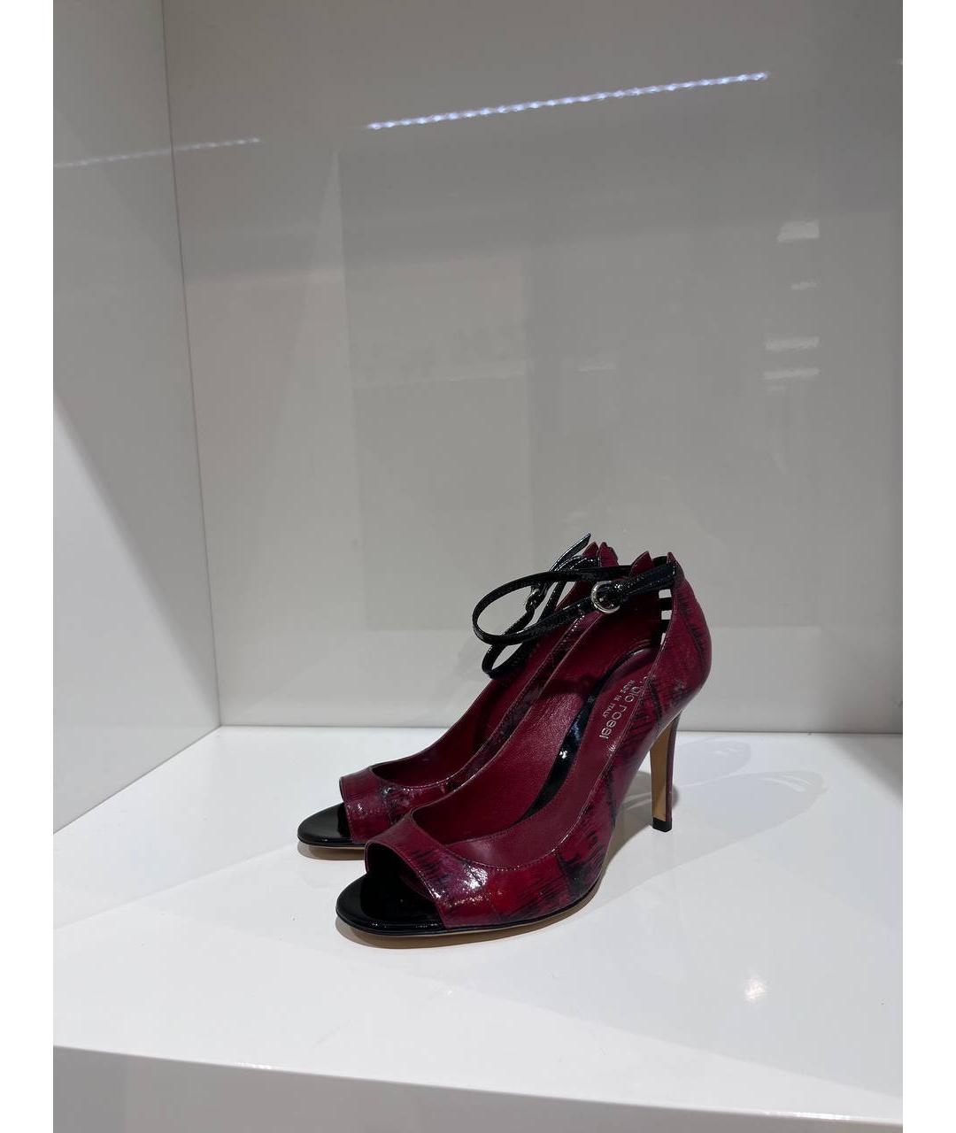 SERGIO ROSSI Бордовые кожаные босоножки, фото 4