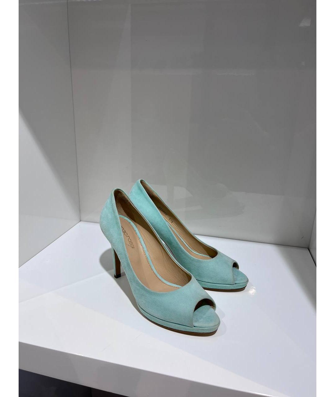 SERGIO ROSSI Бирюзовые замшевые босоножки, фото 2