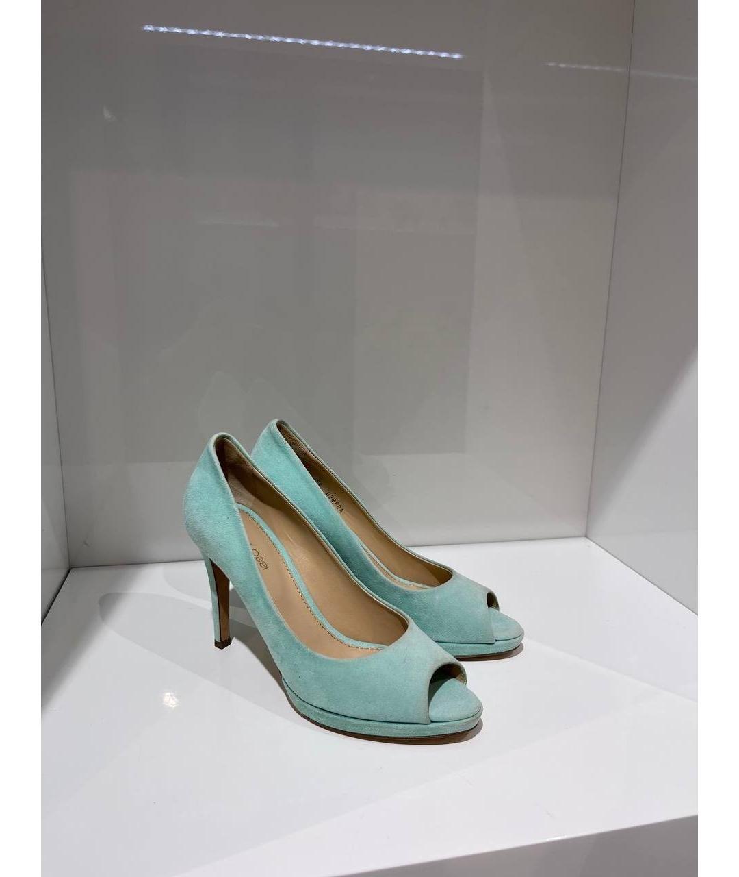 SERGIO ROSSI Бирюзовые замшевые босоножки, фото 5