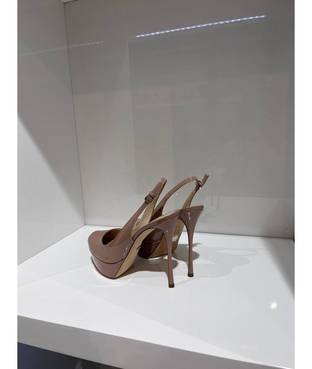 SERGIO ROSSI Бежевые кожаные босоножки, фото 3