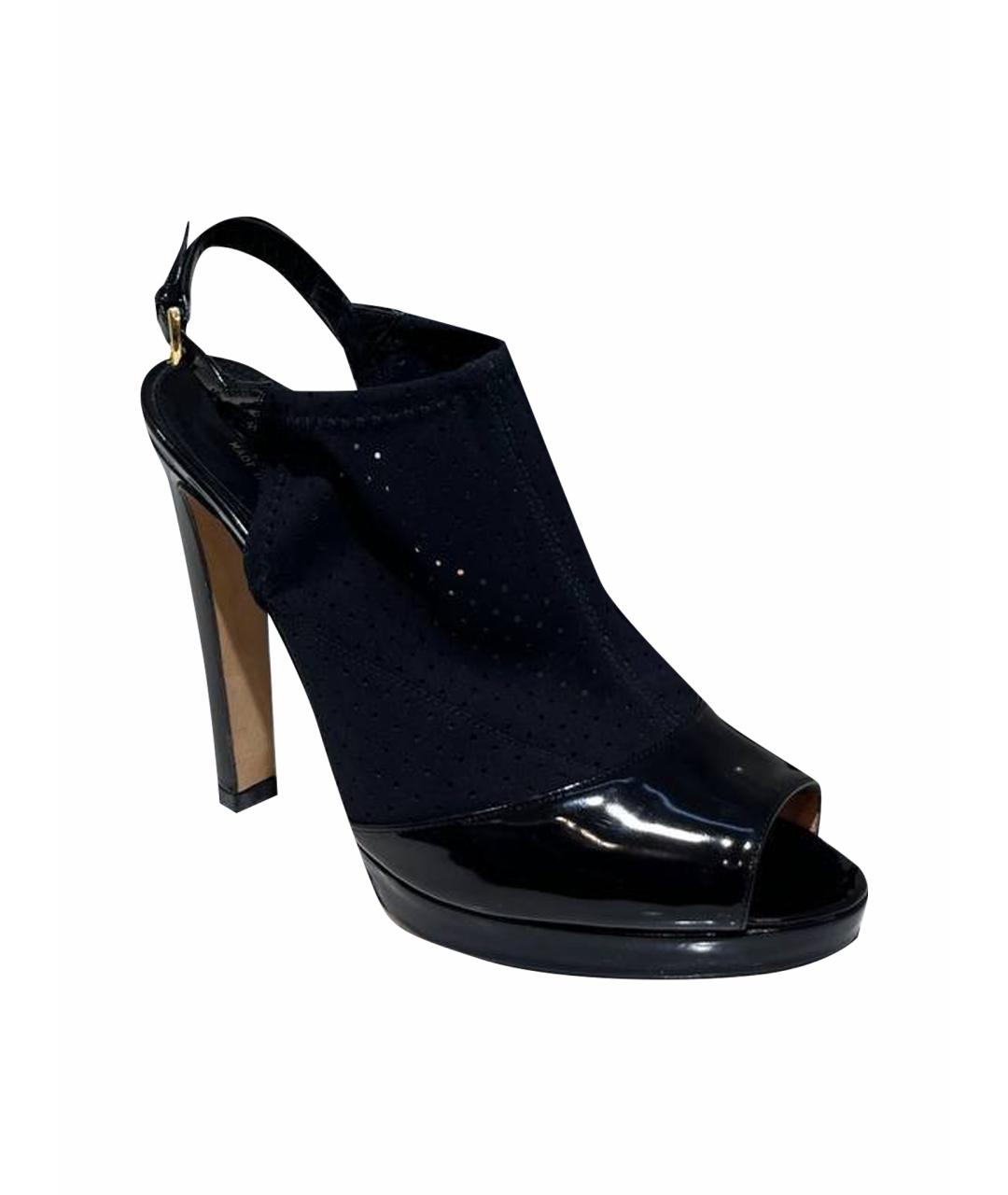 SERGIO ROSSI Черные кожаные босоножки, фото 1