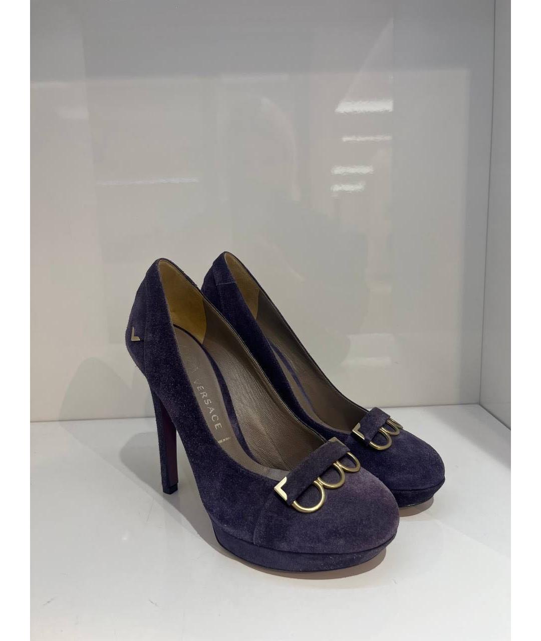 VERSACE Фиолетовые замшевые туфли, фото 4