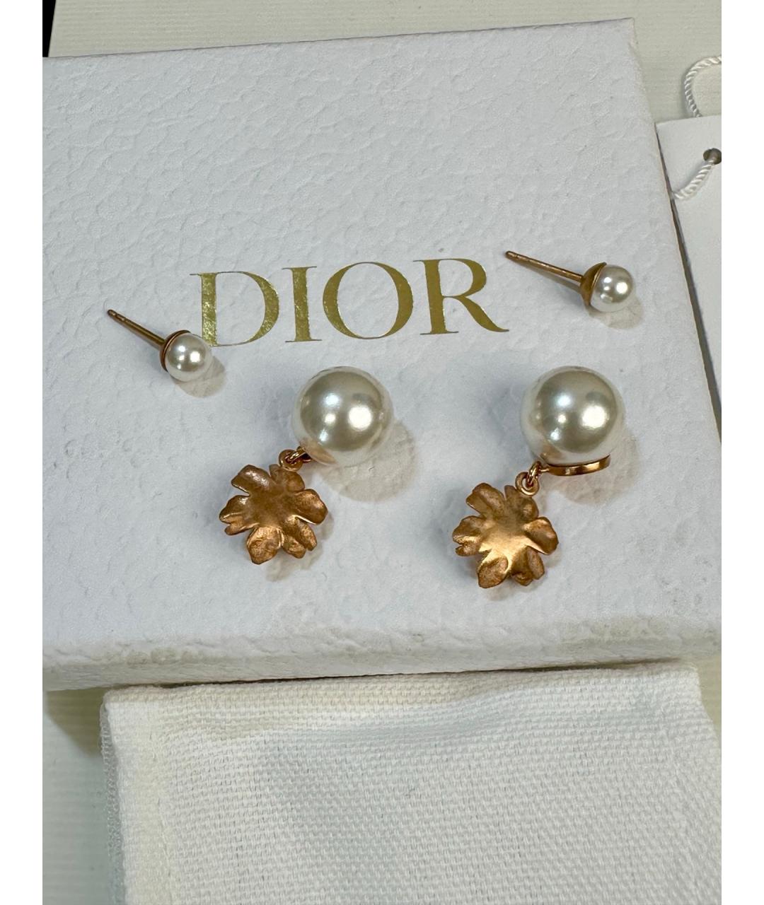 CHRISTIAN DIOR Золотые металлические серьги, фото 4