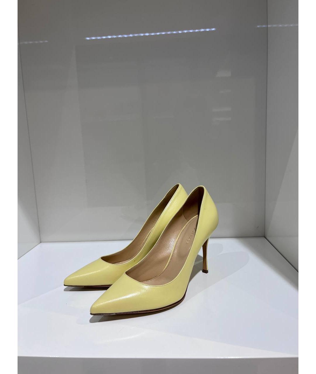 SERGIO ROSSI Желтые кожаные туфли, фото 4