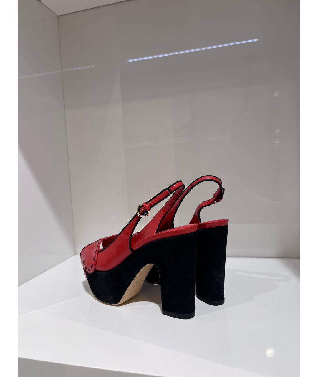 SERGIO ROSSI Красные кожаные босоножки, фото 3