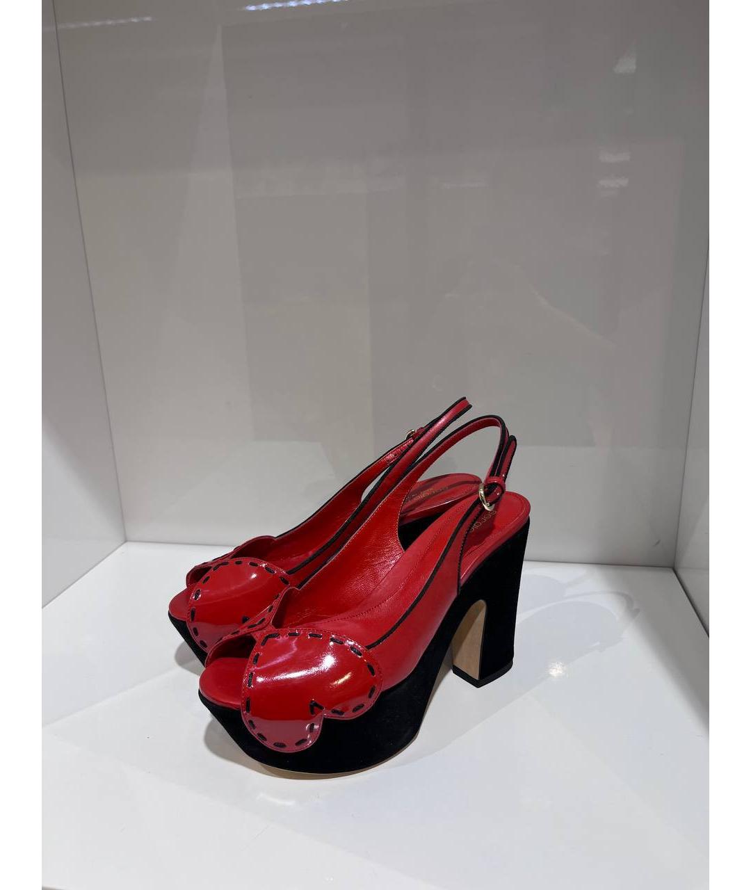 SERGIO ROSSI Красные кожаные босоножки, фото 4