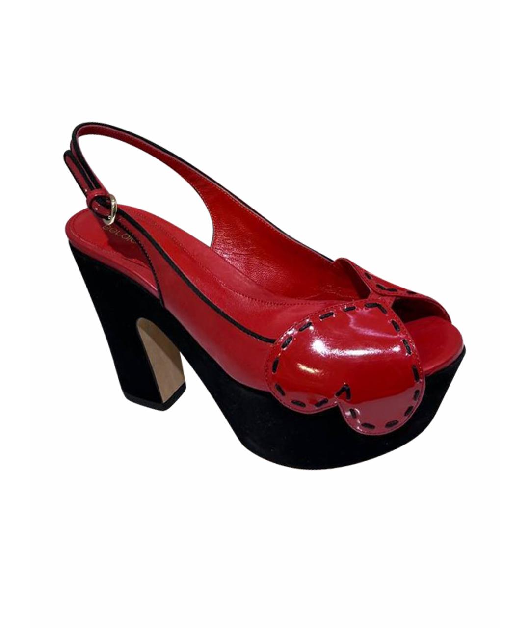 SERGIO ROSSI Красные кожаные босоножки, фото 1