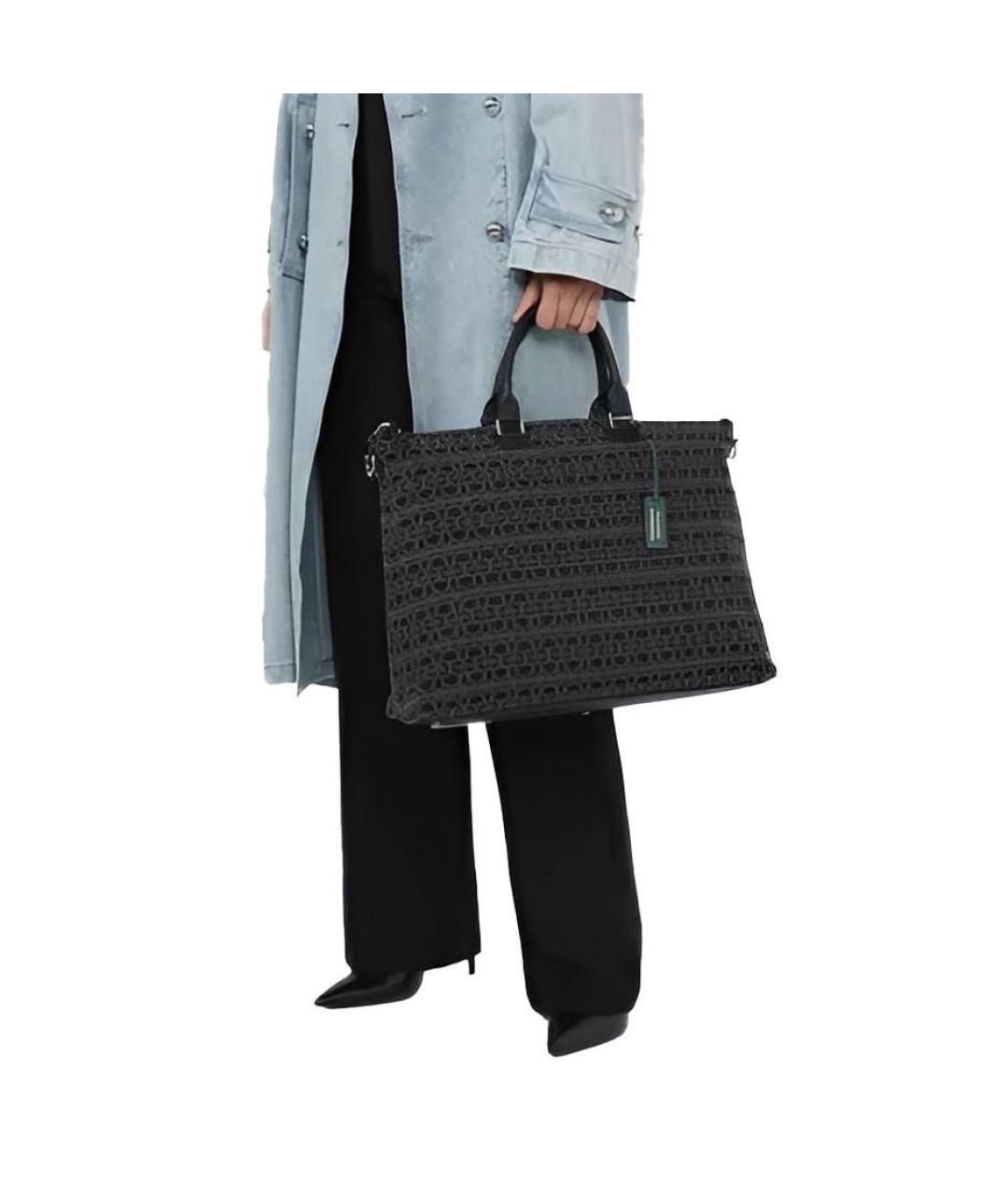 COCCINELLE Антрацитовая синтетическая сумка с короткими ручками, фото 2