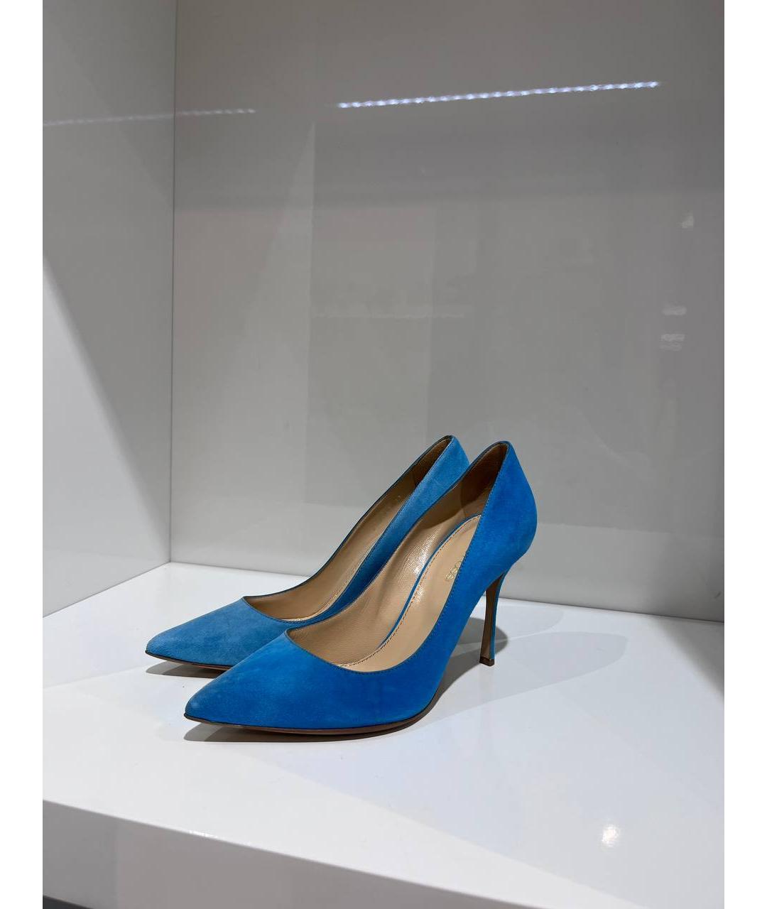 SERGIO ROSSI Голубые кожаные туфли, фото 2